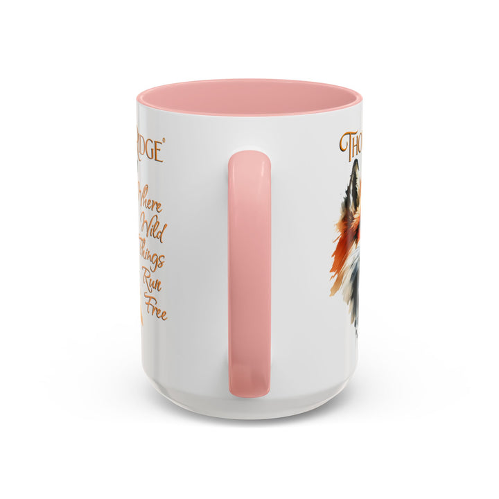 Where Wild Things Run Free accent mug by Thorn Ridge® featuring a fox head looking to the side.