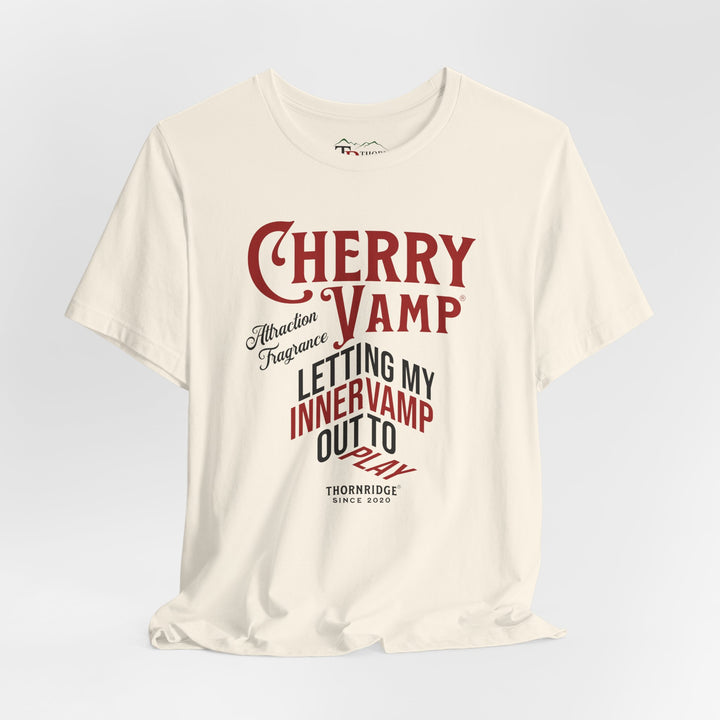 Cherry Vamp® Attraction Fragrance by Thorn Ridge® Graphic Tee that says Letting My Inner Vamp Out To Play and labeled Thorn Ridge® since 2020.