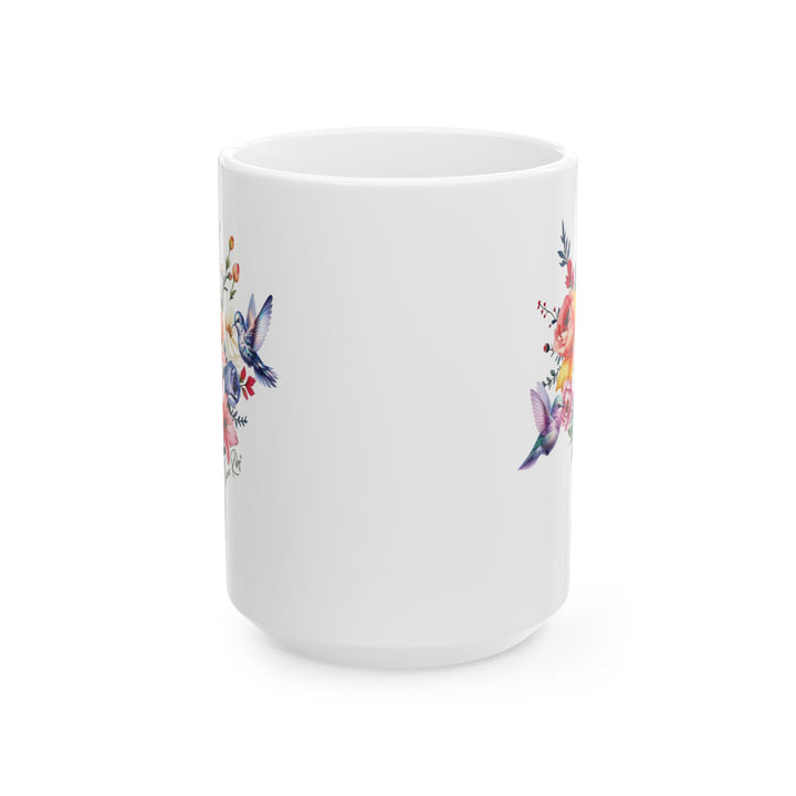 Bouquet and hummingbirds mug by Thorn Ridge®