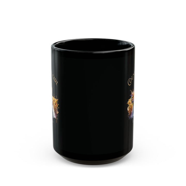 Country Girl brunette in a feild of flowers mug by Thorn Ridge®