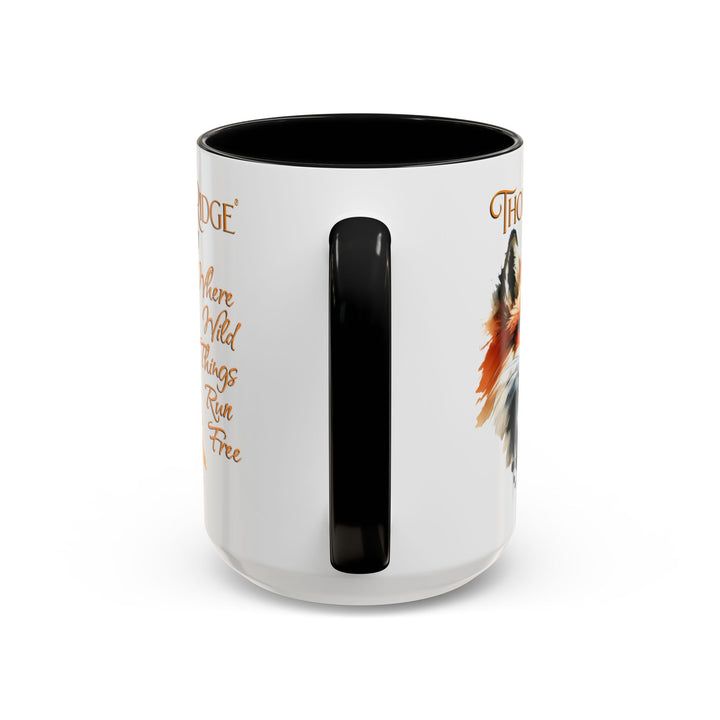 Where Wild Things Run Free accent mug by Thorn Ridge® featuring a fox head looking to the side.