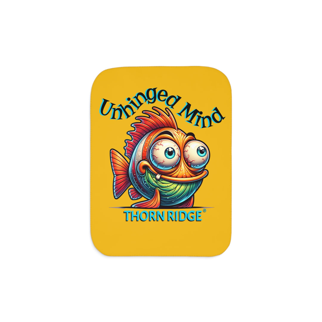 Colorful fish design with 'Unhinged Mind' text on a yellow background, featuring Thorn Ridge® branding.