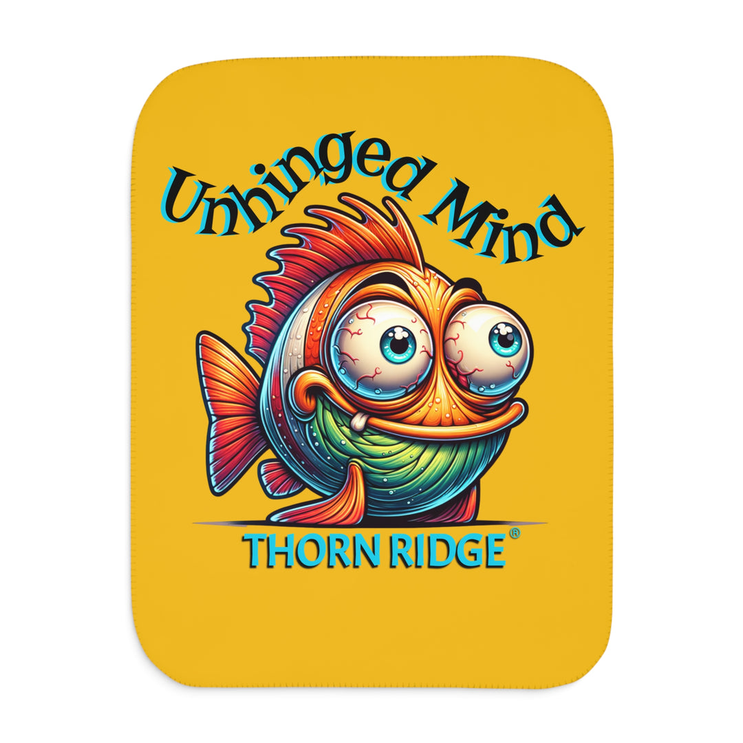 Colorful fish design with 'Unhinged Mind' text on a yellow background, featuring Thorn Ridge® branding.