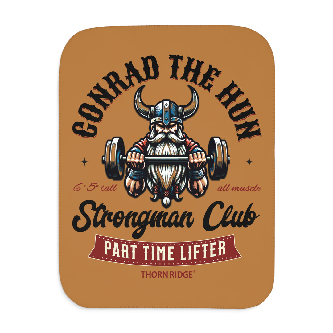 Conrad The Hun Strongman Club light brown sherpa blanket by Thorn Ridge®