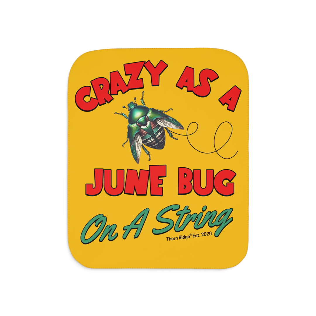 Crazy As A June Bug On A String yellow sherpa blanket by Thorn Ridge®