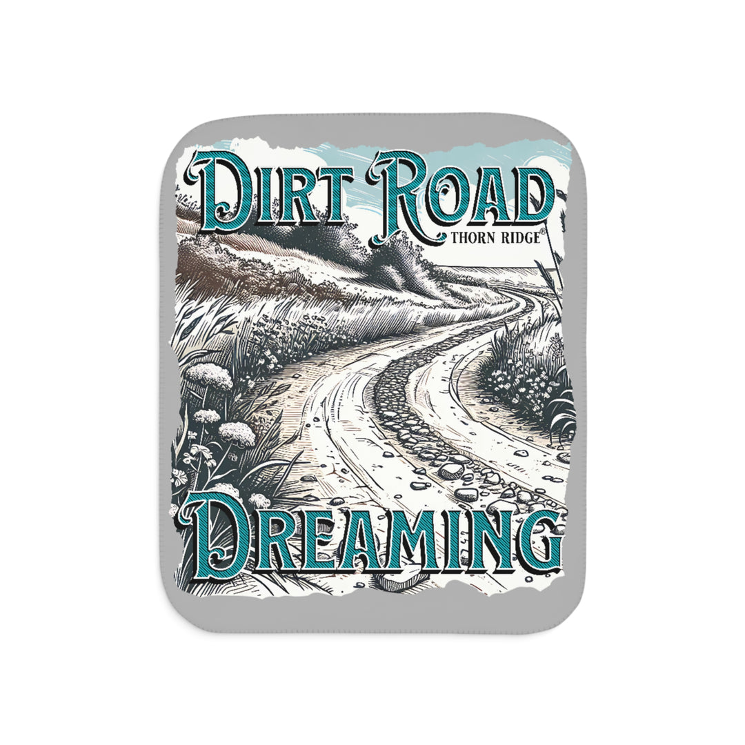 Dirt Road Dreaming gray Sherpa blanket by Thorn Ridge®