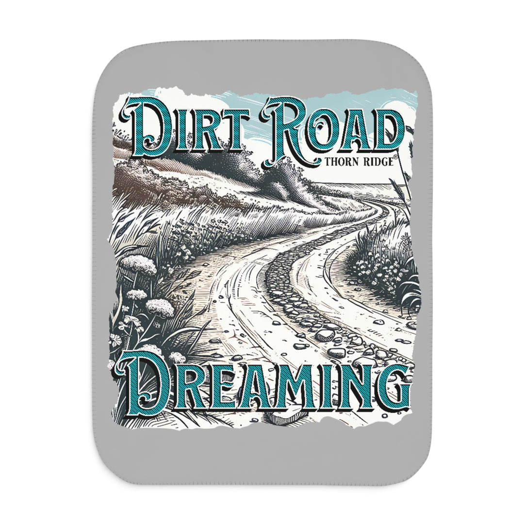 Dirt Road Dreaming gray Sherpa blanket by Thorn Ridge®