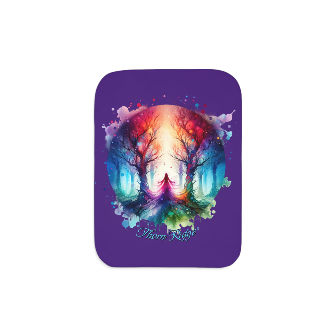 Forest Fairy purple sherpa blanket by Thorn Ridge®