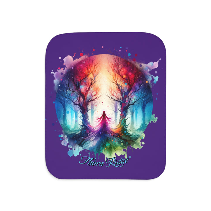 Forest Fairy purple sherpa blanket by Thorn Ridge®