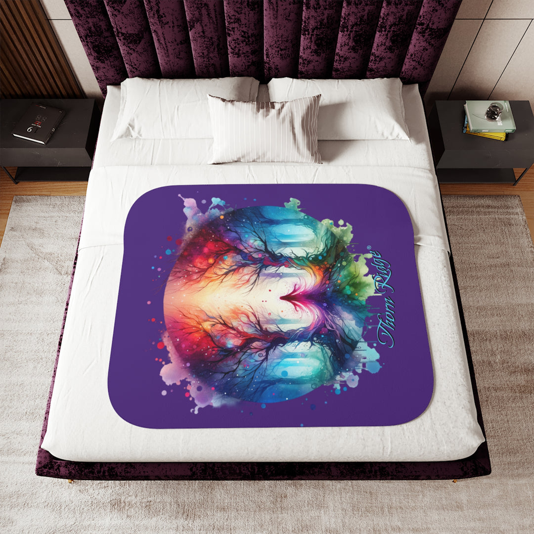 Forest Fairy purple sherpa blanket by Thorn Ridge®