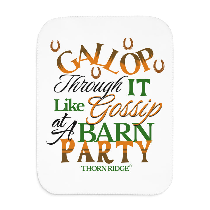 Giggle Mania Don't Get Me Started yellow sherpa blanket featuring a laughing chicken by Thorn Ridge®