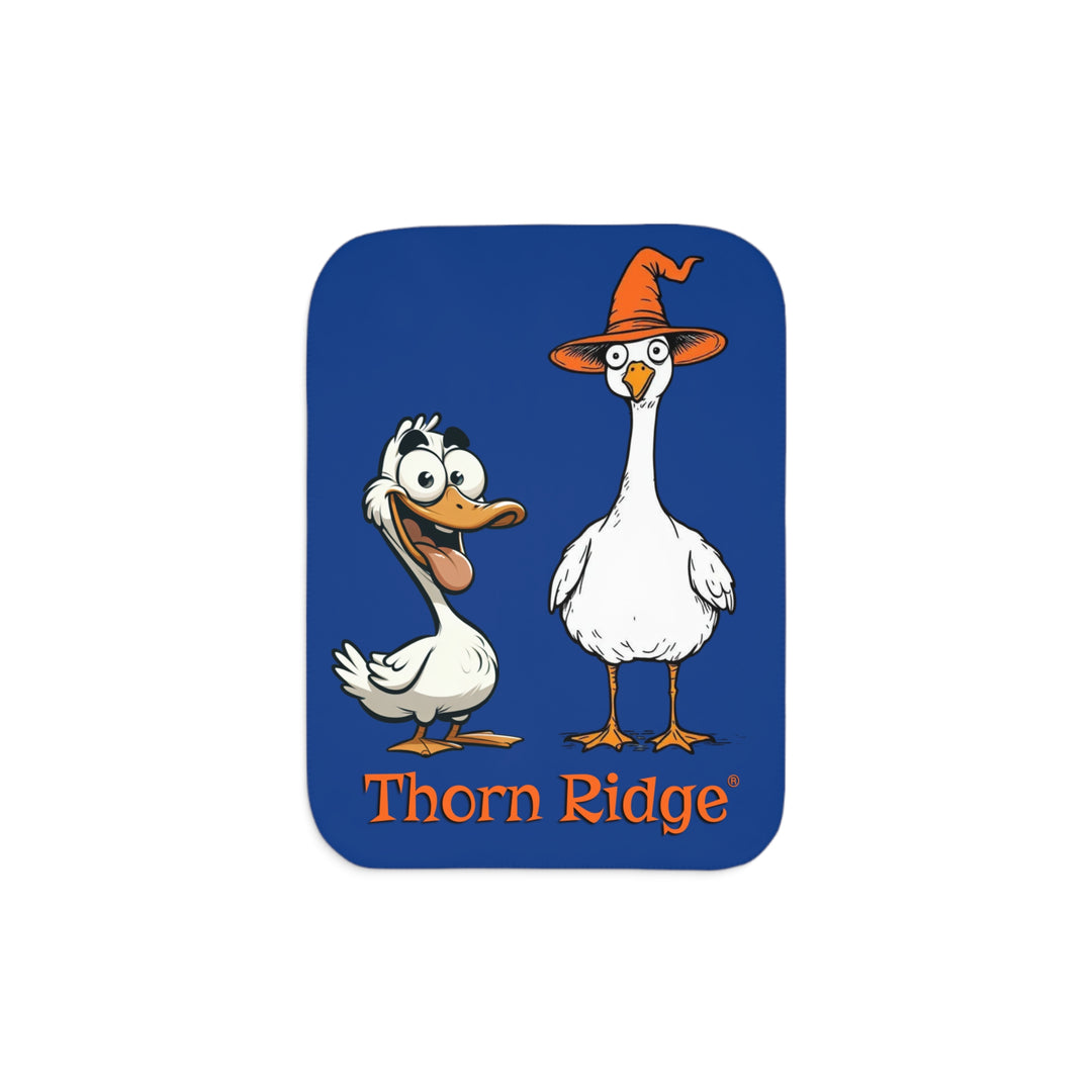 Goose and Duck halloween blue sherpa blanket by Thorn Ridge®