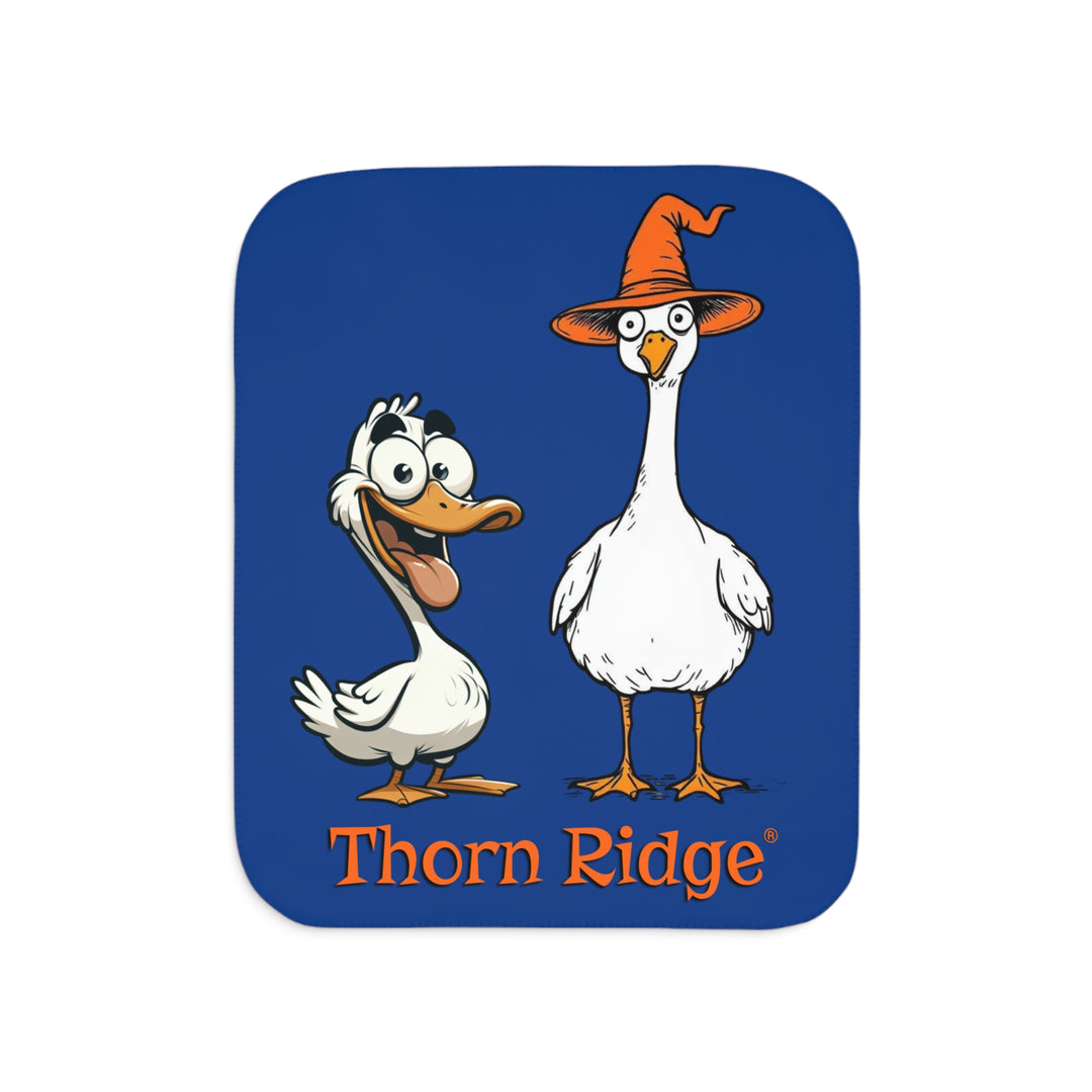 Goose and Duck halloween blue sherpa blanket by Thorn Ridge®