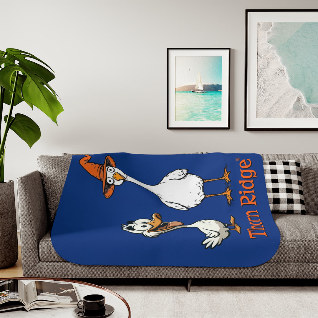 Goose and Duck halloween blue sherpa blanket by Thorn Ridge®