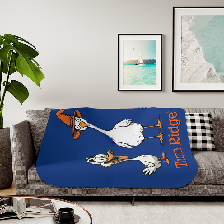 Goose and Duck halloween blue sherpa blanket by Thorn Ridge®