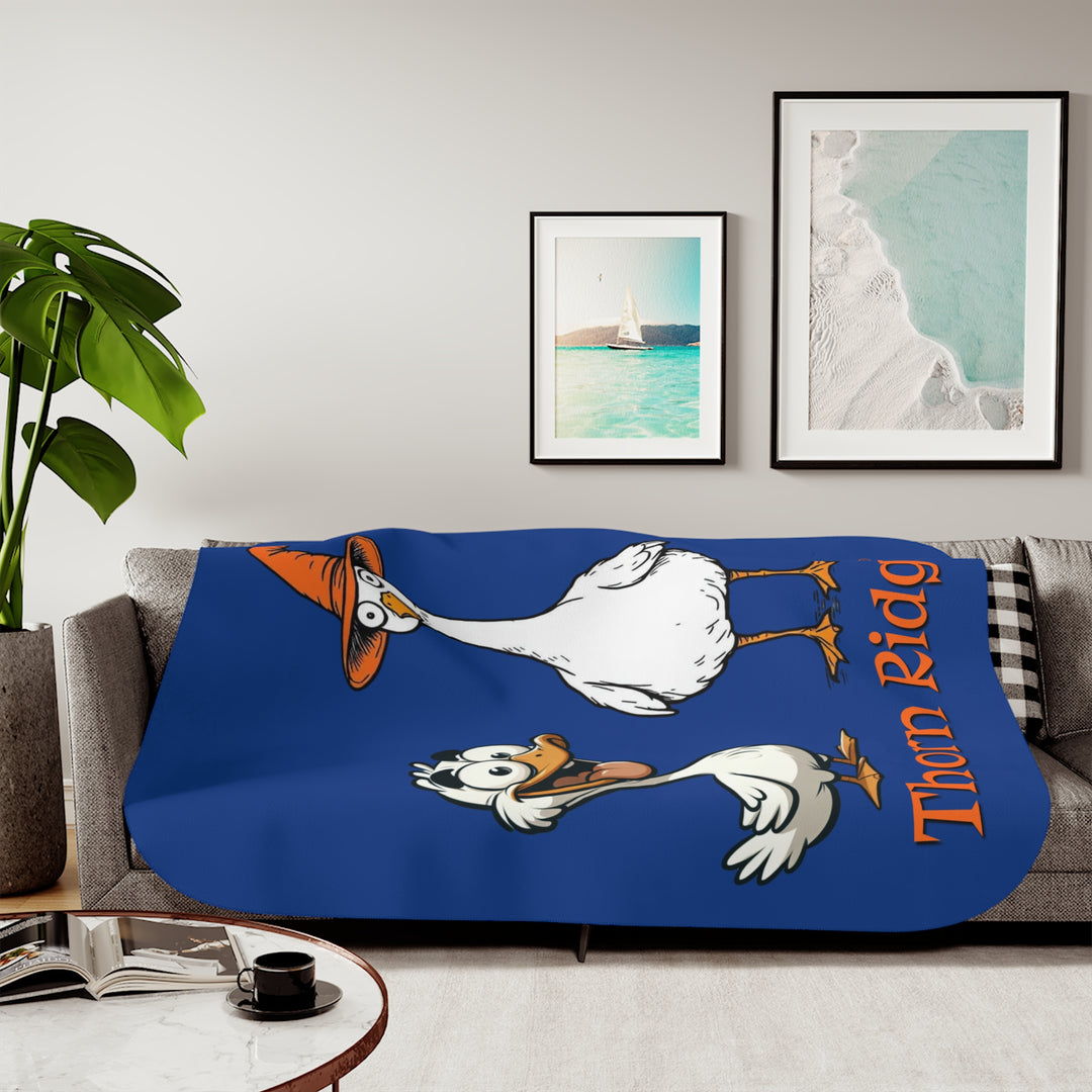 Goose and Duck halloween blue sherpa blanket by Thorn Ridge®
