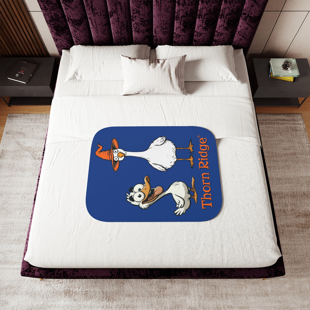 Goose and Duck halloween blue sherpa blanket by Thorn Ridge®