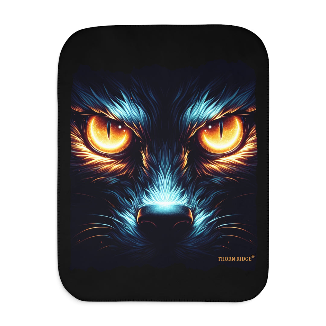 Nightseer fantasy creature image on a black sherpa blanket by Thorn Ridge® from the Legends and Lore series.