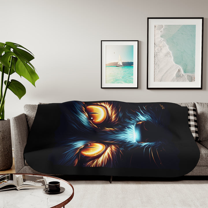 Nightseer fantasy creature image on a black sherpa blanket by Thorn Ridge® from the Legends and Lore series.