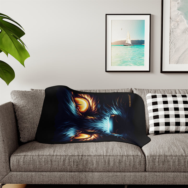 Nightseer fantasy creature image on a black sherpa blanket by Thorn Ridge® from the Legends and Lore series.