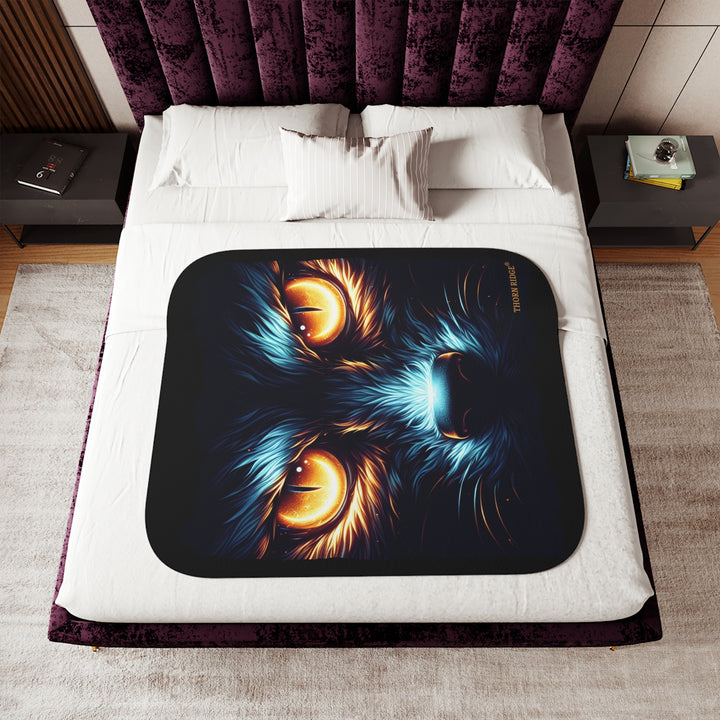 Nightseer fantasy creature image on a black sherpa blanket by Thorn Ridge® from the Legends and Lore series.