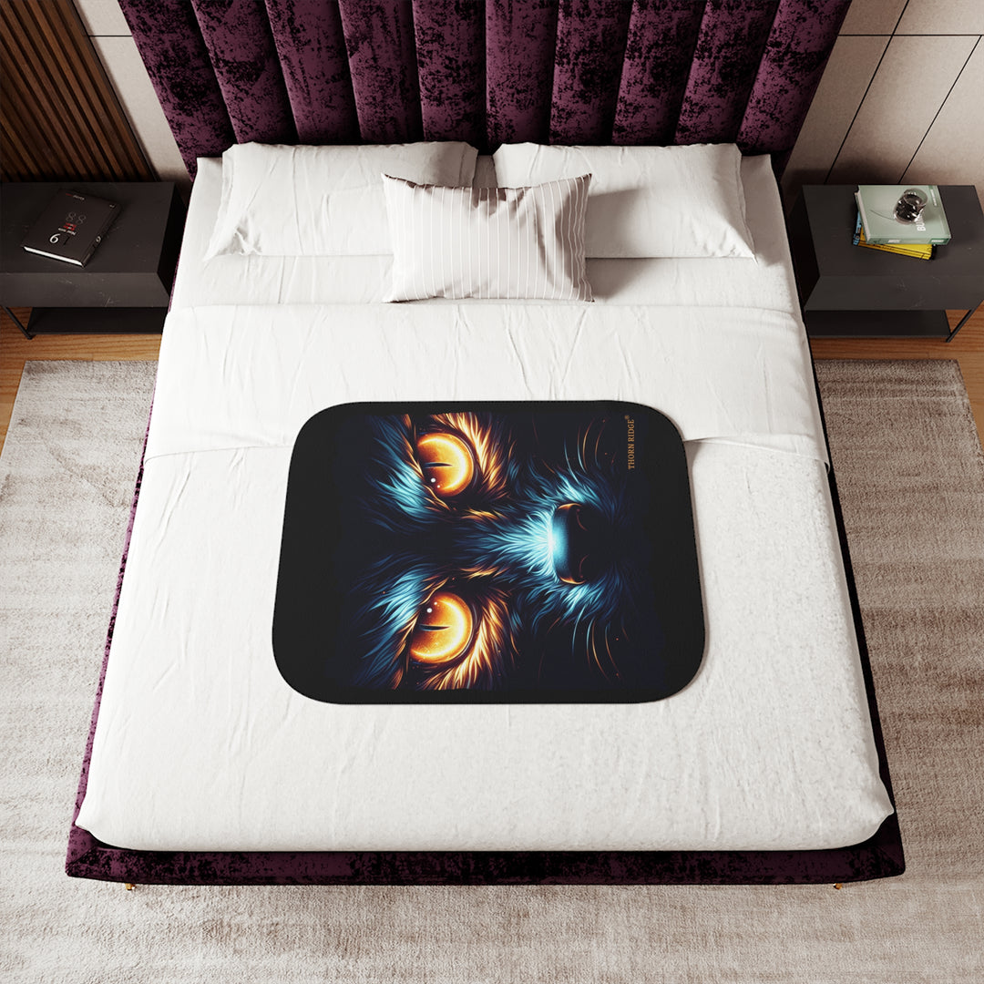Nightseer fantasy creature image on a black sherpa blanket by Thorn Ridge® from the Legends and Lore series.