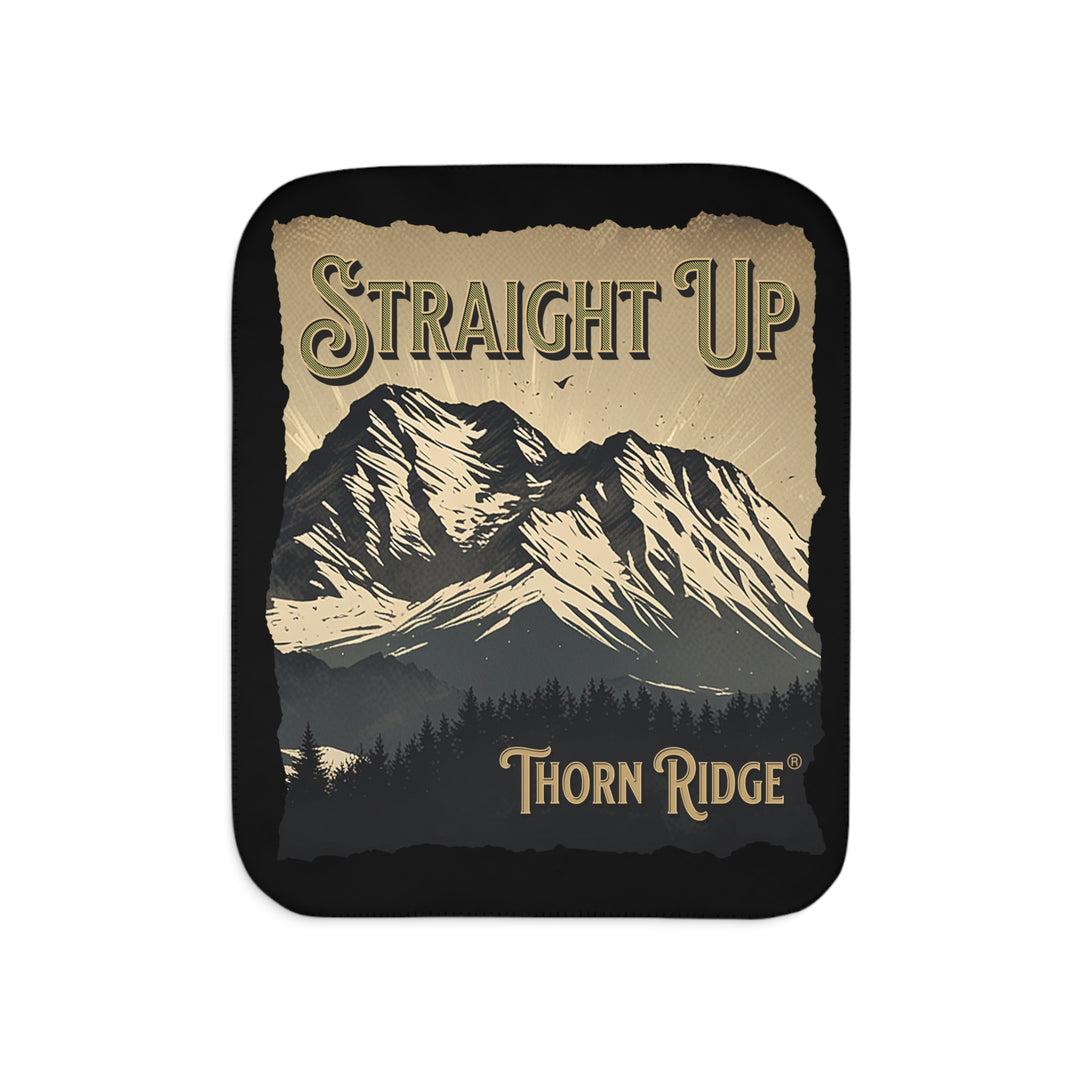 Straight Up by Thorn Ridge® sherpa blanket with an illustration of a mountain indicating that sometimes you have to climb straight up to achieve your goals. 