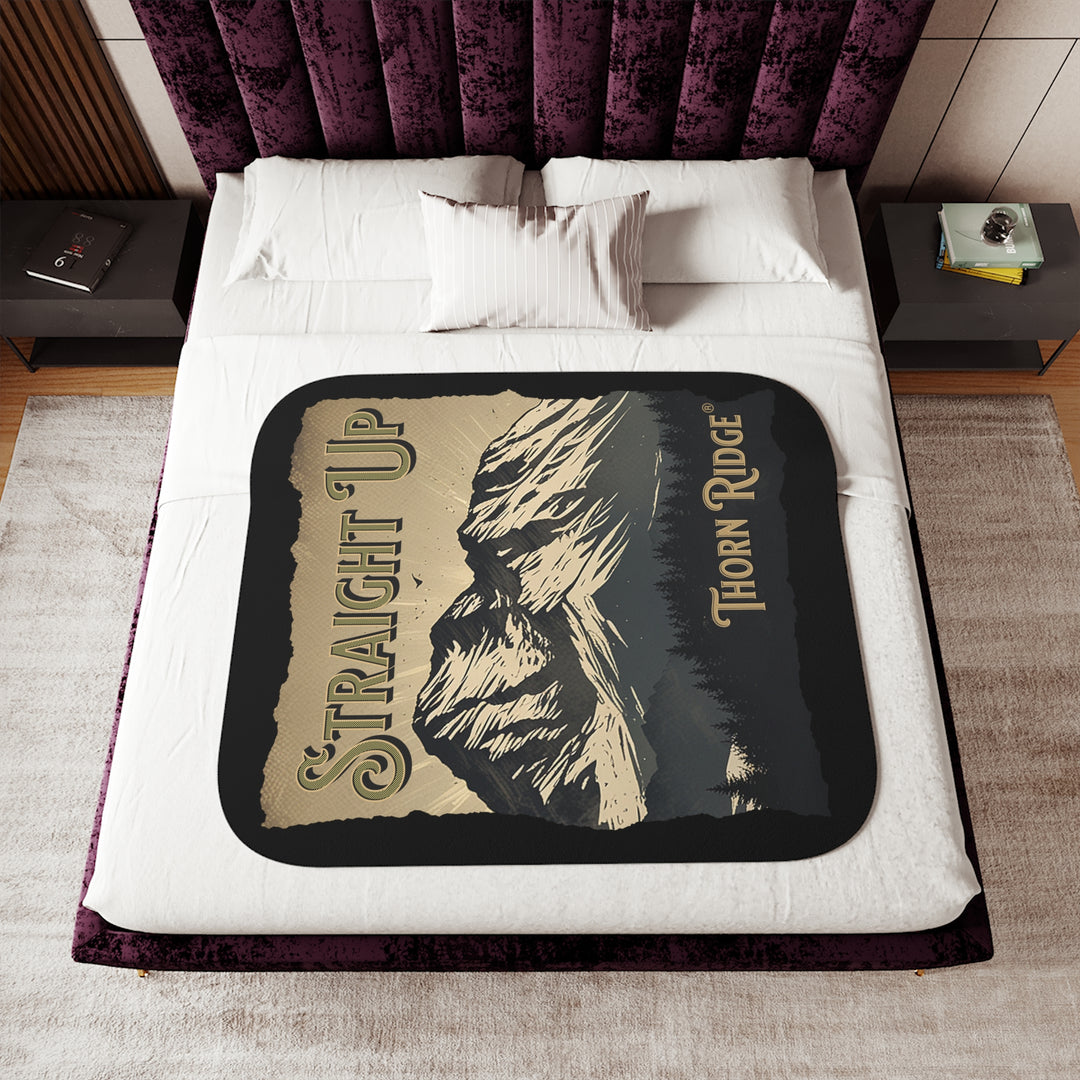 Straight Up by Thorn Ridge® sherpa blanket with an illustration of a mountain indicating that sometimes you have to climb straight up to achieve your goals. 