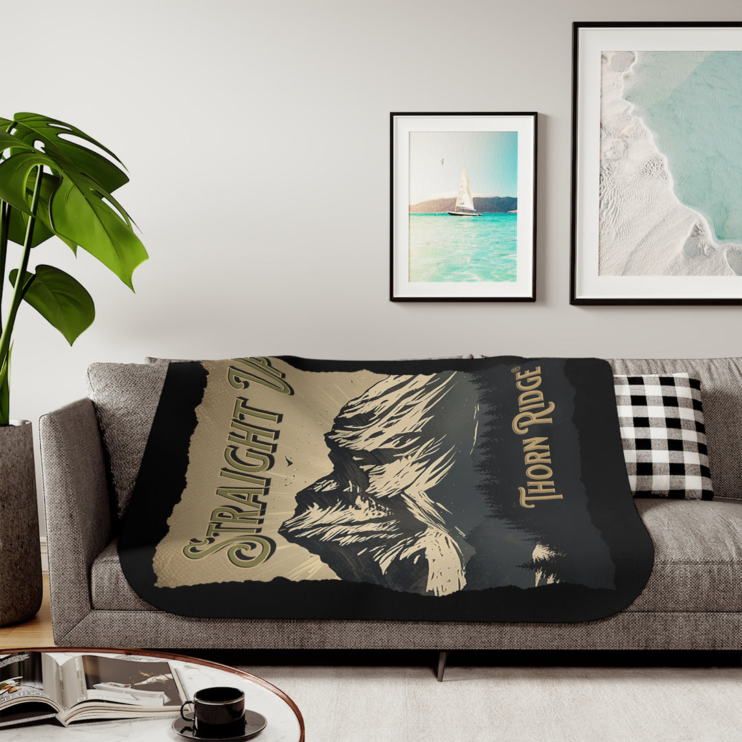 Straight Up by Thorn Ridge® sherpa blanket with an illustration of a mountain indicating that sometimes you have to climb straight up to achieve your goals. 