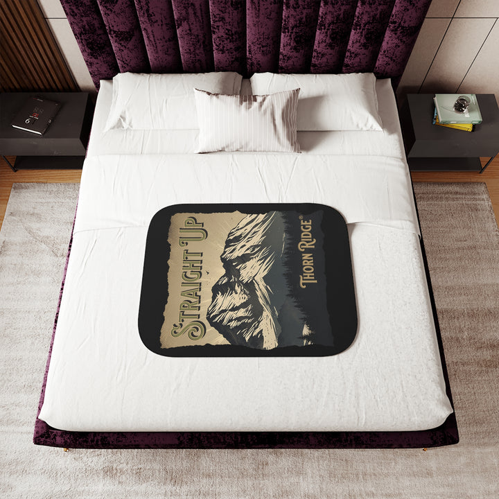 Straight Up by Thorn Ridge® sherpa blanket with an illustration of a mountain indicating that sometimes you have to climb straight up to achieve your goals. 