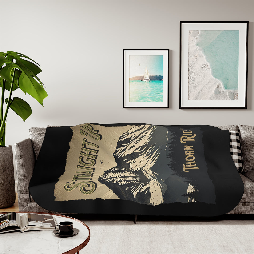 Straight Up by Thorn Ridge® sherpa blanket with an illustration of a mountain indicating that sometimes you have to climb straight up to achieve your goals. 