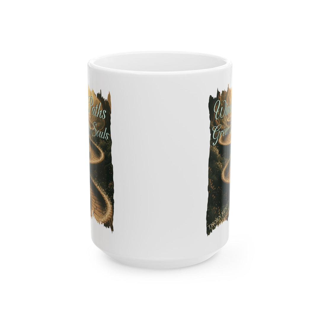 Winding Paths Grow Strong Souls mug by Thorn Ridge®
