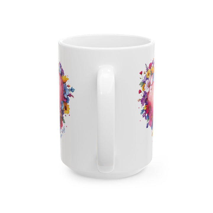 Feather and flowers heart mug by Thorn Ridge®