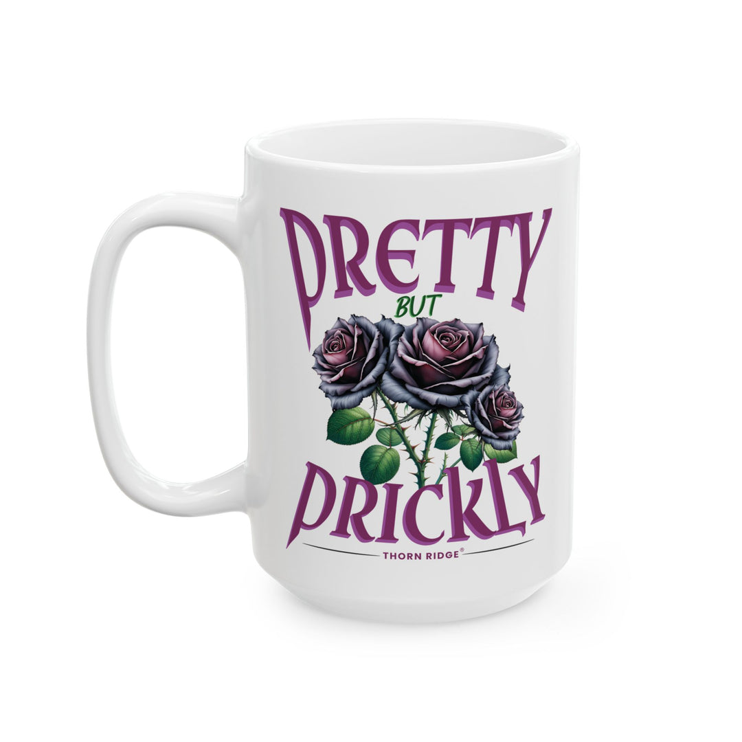 Pretty But Prickly Mug featuring black and purple roses with thorns by Thorn Ridge®