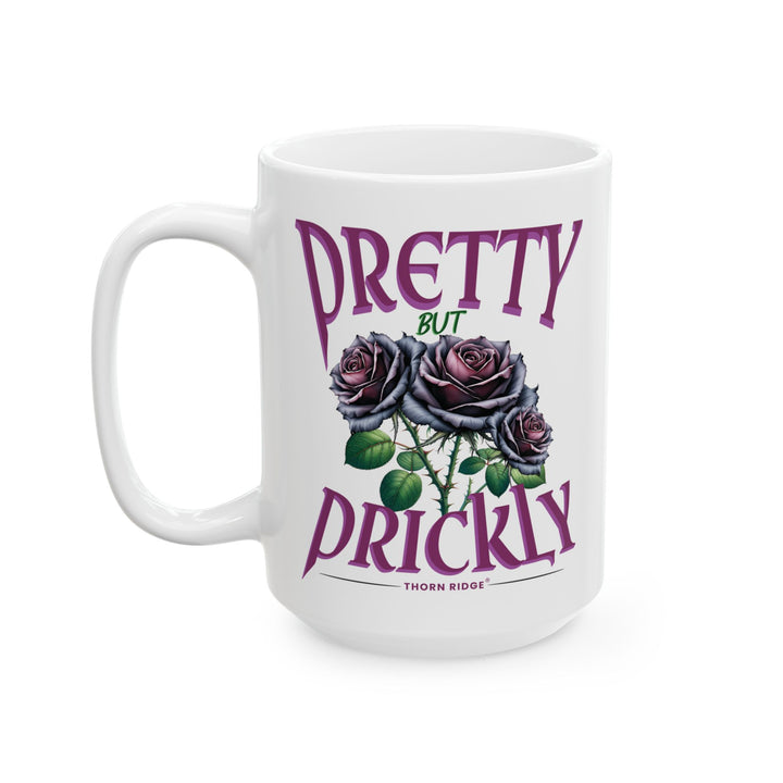 Pretty But Prickly Mug featuring black and purple roses with thorns by Thorn Ridge®