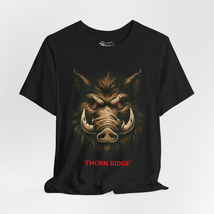  t-shirt with a boar graphic and 'Thorn Ridge' text 
