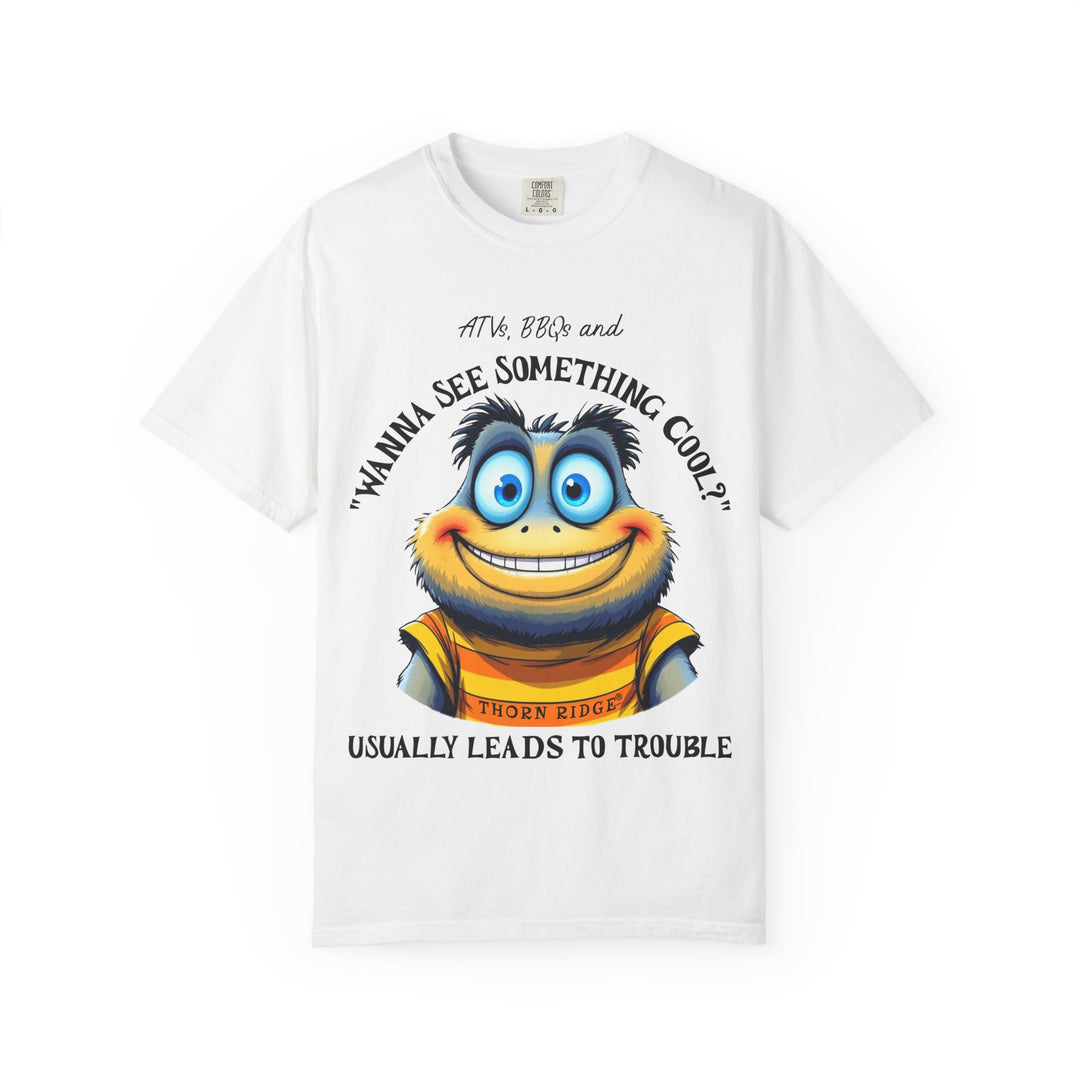 wanna see something cool text with smiling cartoon character labeled thorn ridge