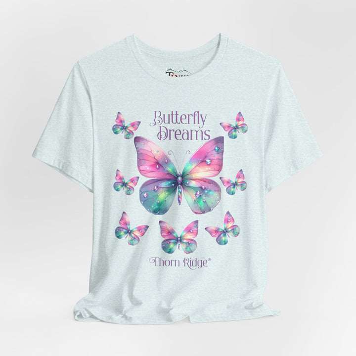 Butterfly Dreams graphic tee in pastel colors labeled Thorn Ridge®