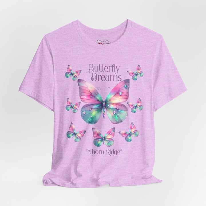 Butterfly Dreams graphic tee in pastel colors labeled Thorn Ridge®