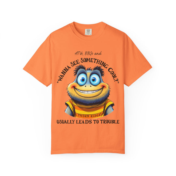 wanna see something cool text with smiling cartoon character labeled thorn ridge