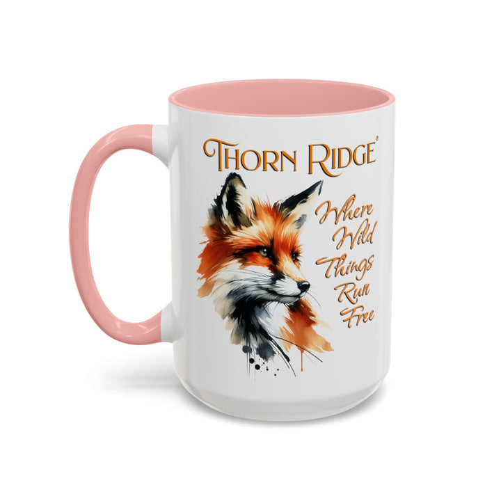 Where Wild Things Run Free accent mug by Thorn Ridge® featuring a fox head looking to the side.