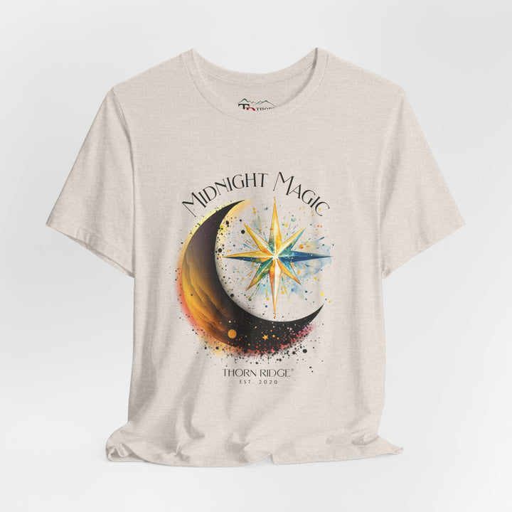 Thorn Ridge branded t-shirt with 'Midnight Magic' design featuring a moon and star