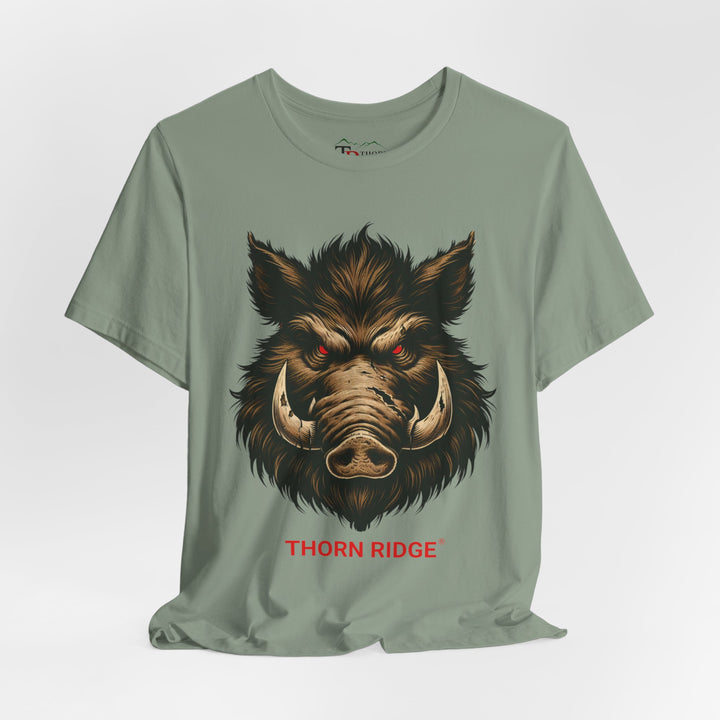  t-shirt with a boar graphic and 'Thorn Ridge' text 