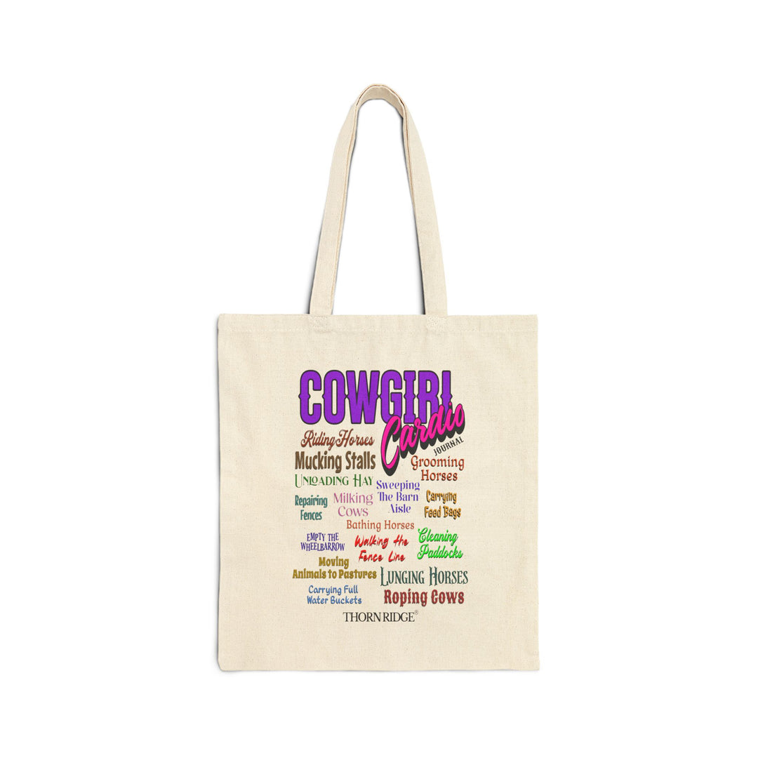 Cowgirl Cardio Graphic Design by Thorn Ridge on a tote.
