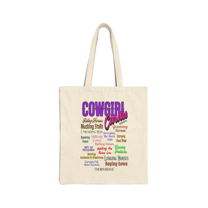 Cowgirl Cardio Graphic Design by Thorn Ridge on a tote.