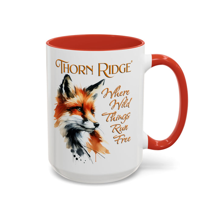 Where Wild Things Run Free accent mug by Thorn Ridge® featuring a fox head looking to the side.