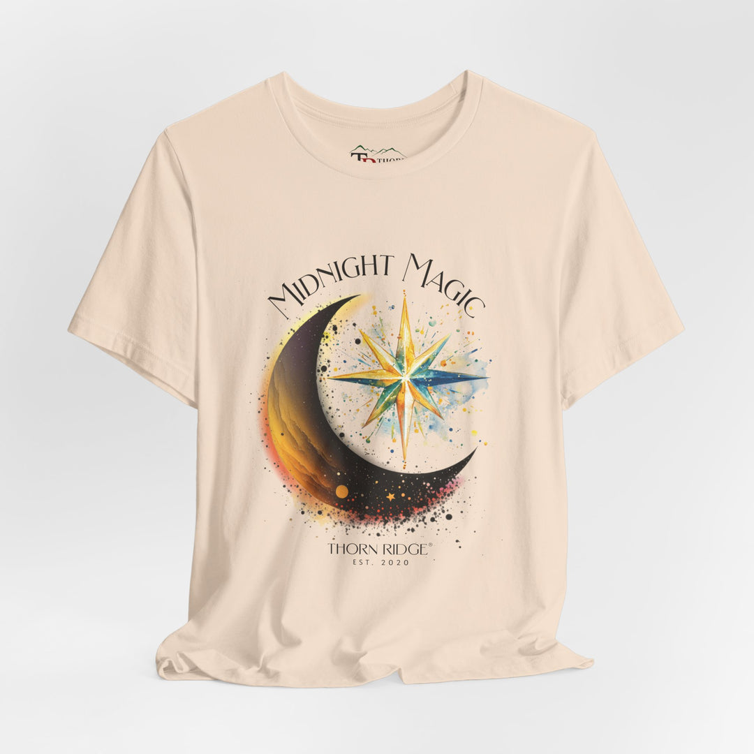 Thorn Ridge branded t-shirt with 'Midnight Magic' design featuring a moon and star