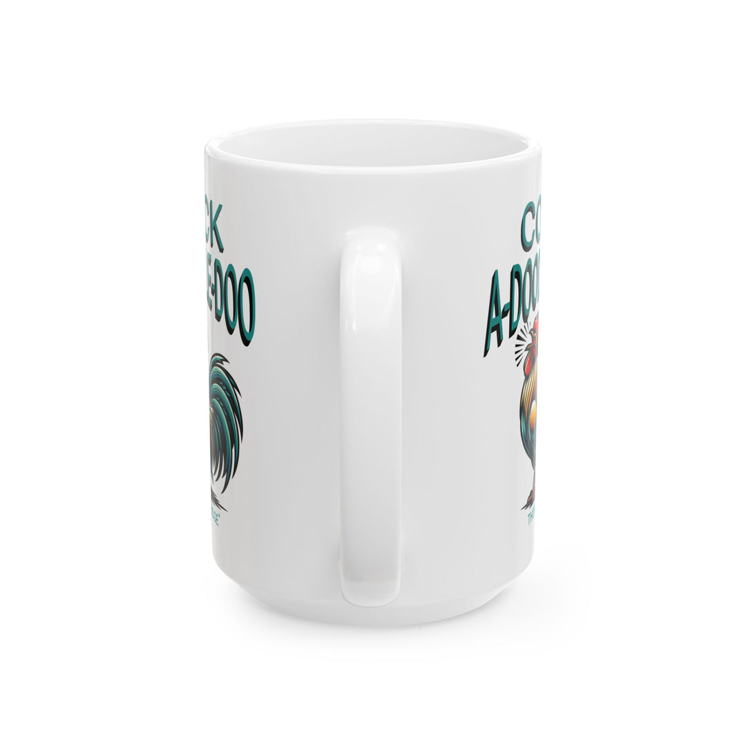 Cock A-Doodle-Doo mug featuring a crowing rooster by Thorn Ridge®