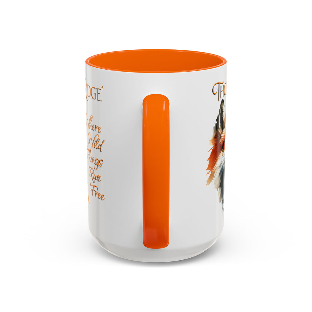 Where Wild Things Run Free accent mug by Thorn Ridge® featuring a fox head looking to the side.
