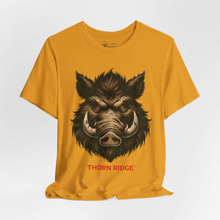  t-shirt with a boar graphic and 'Thorn Ridge' text 